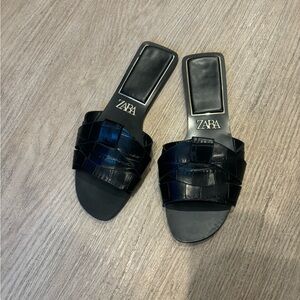 Zara black croc sandals